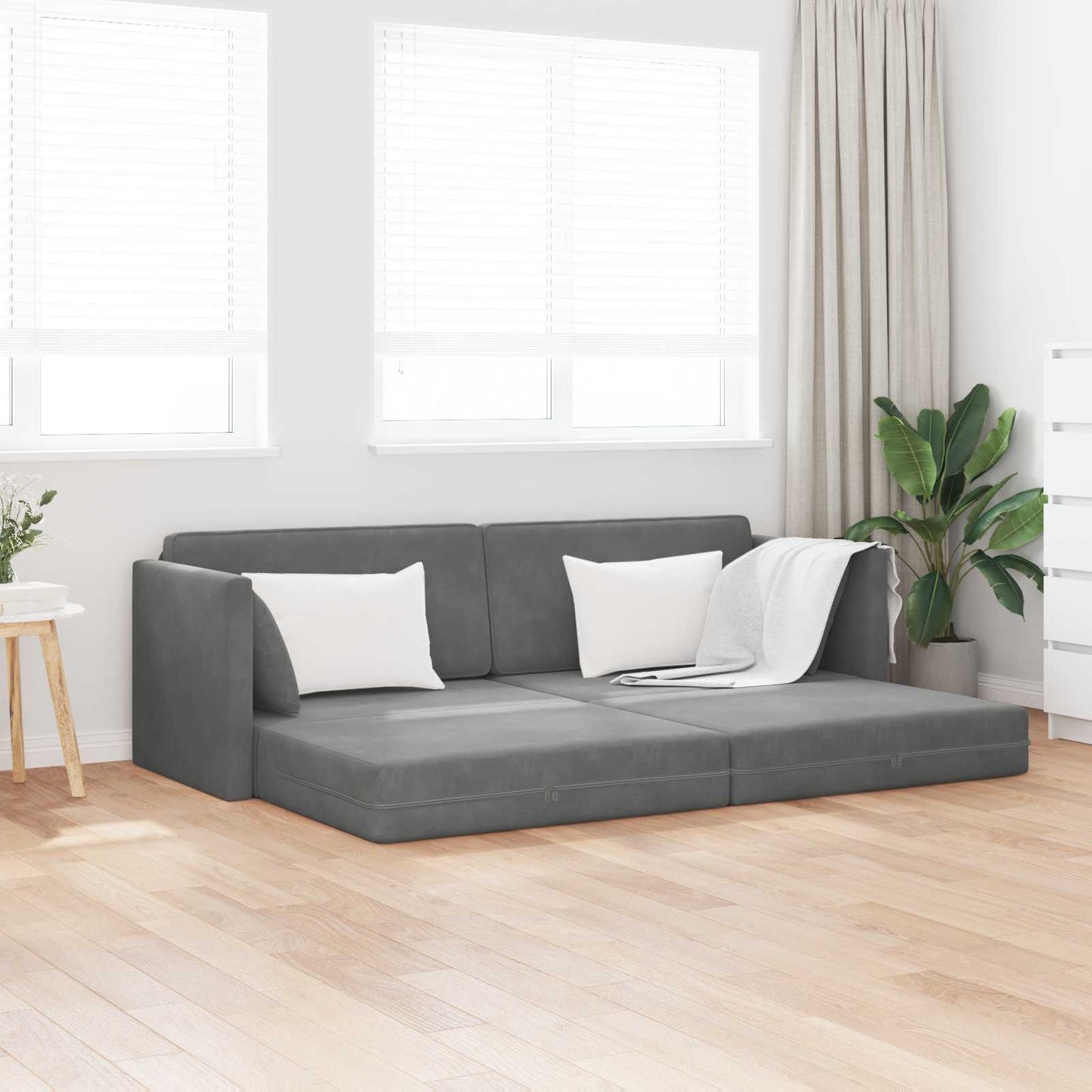 Boden-Sofa-Bett Dunkelgrau 213 x 70 x 77 cm Samt