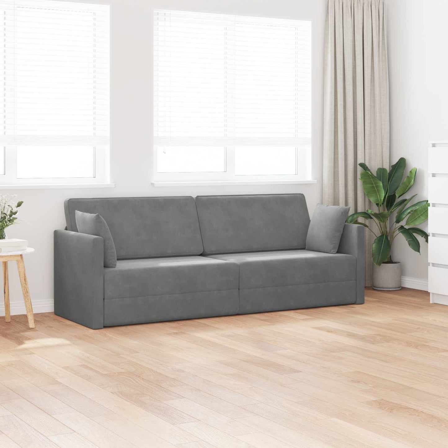 Boden-Sofa-Bett Dunkelgrau 213 x 70 x 77 cm Samt