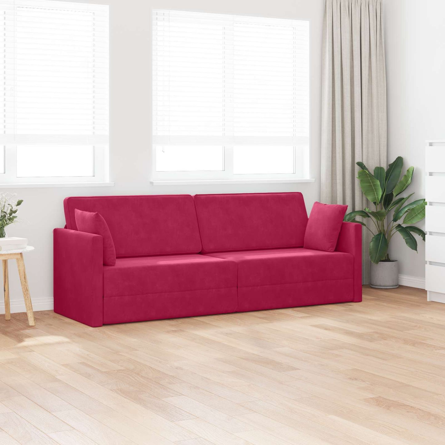 Boden-Sofa-Bett Weinrot 213 x 70 x 77 cm Samt