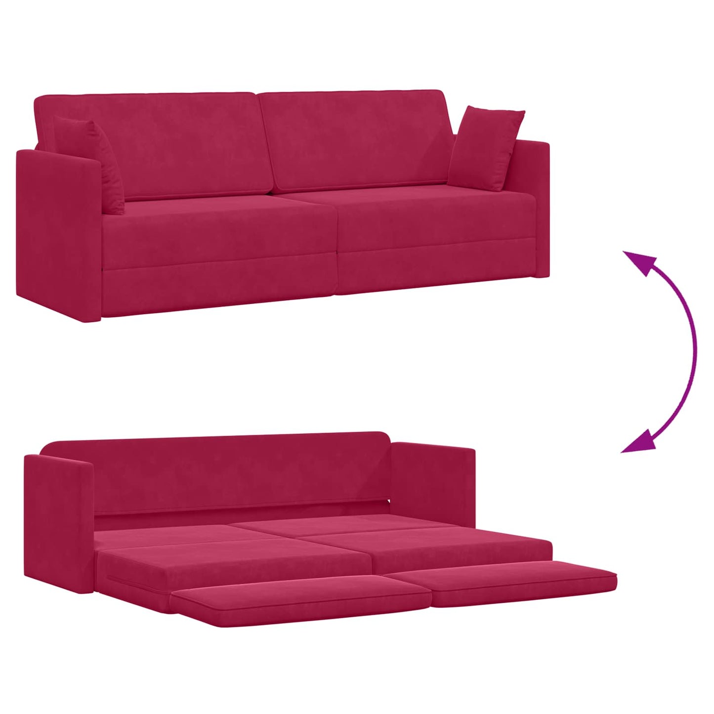 Boden-Sofa-Bett Weinrot 213 x 70 x 77 cm Samt