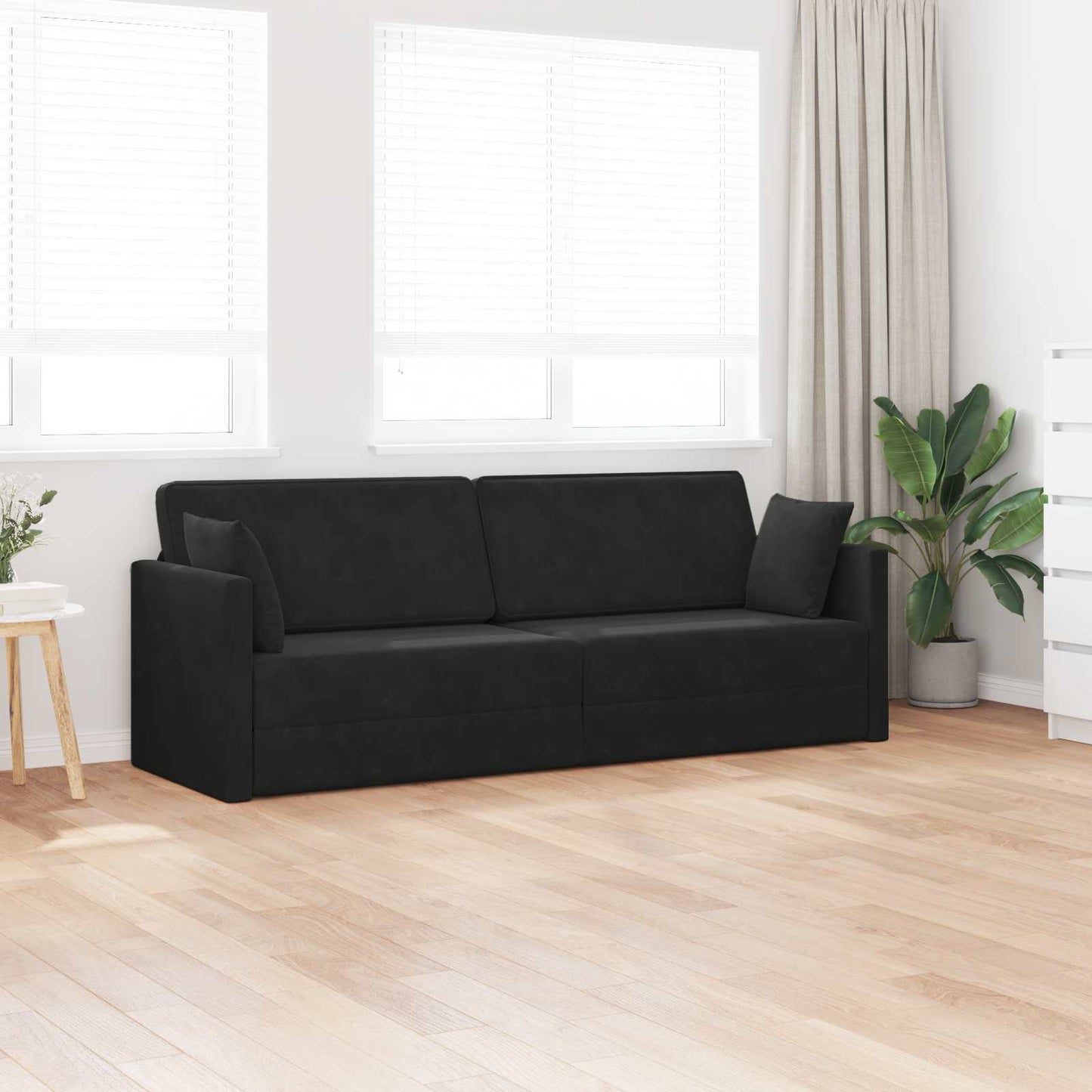 Boden-Sofa-Bett Schwarz 213 x 70 x 77 cm Samt