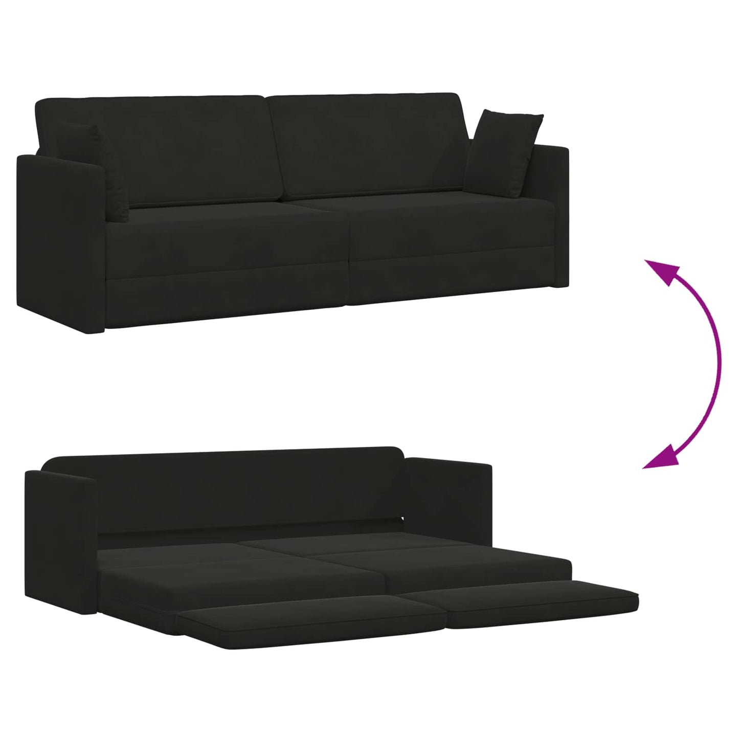 Boden-Sofa-Bett Schwarz 213 x 70 x 77 cm Samt