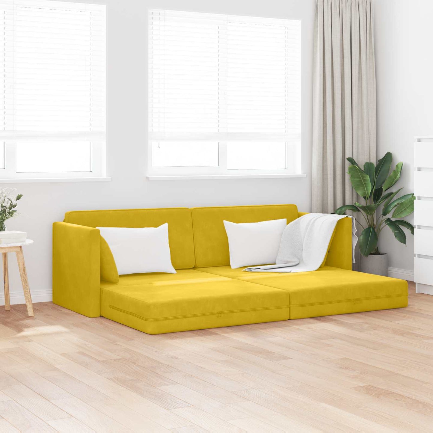 Boden-Sofa-Bett Gelb 213 x 70 x 77 cm Samt