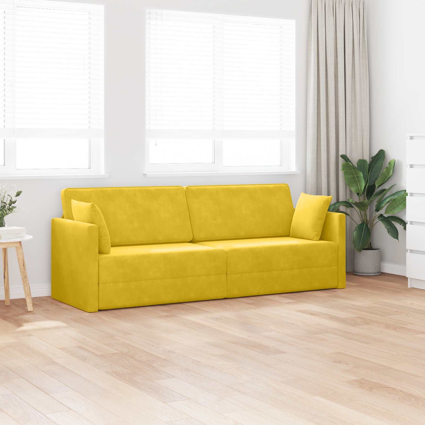 Boden-Sofa-Bett Gelb 213 x 70 x 77 cm Samt