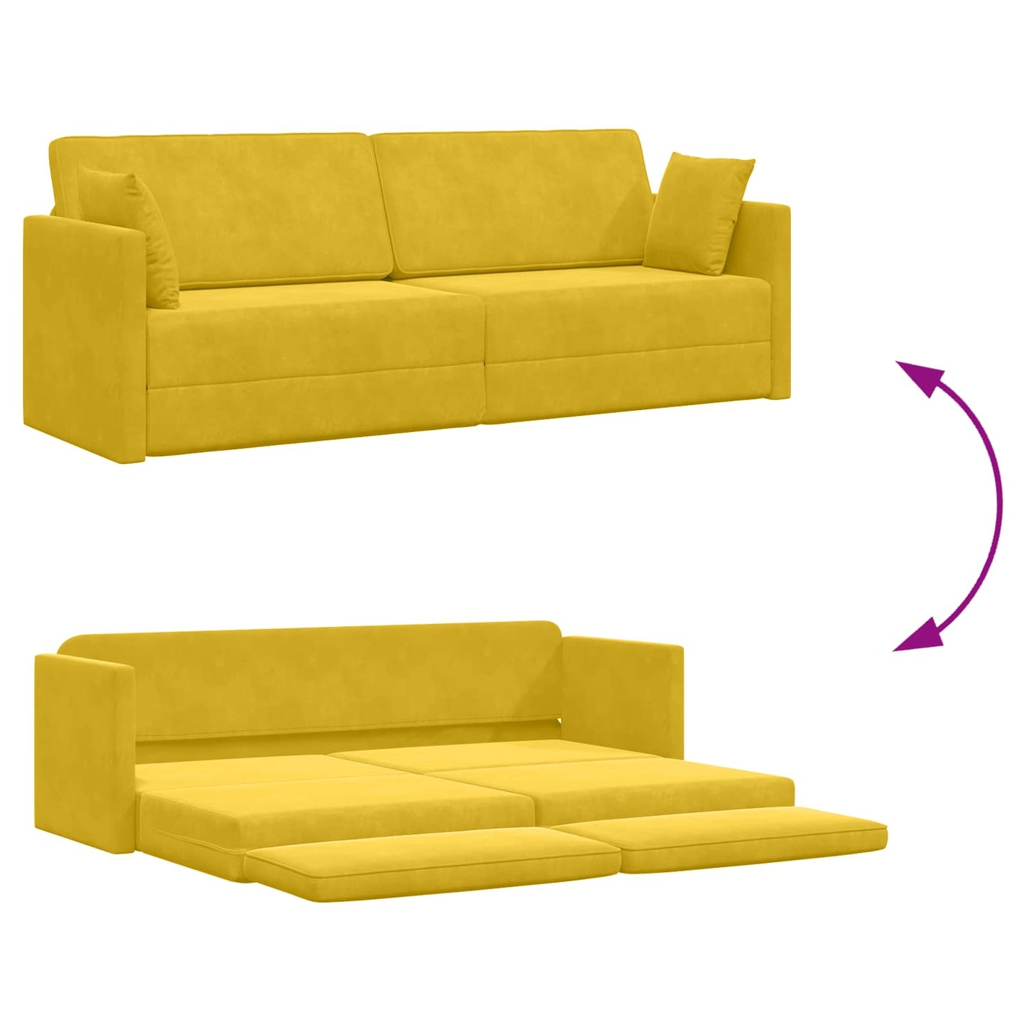 Boden-Sofa-Bett Gelb 213 x 70 x 77 cm Samt