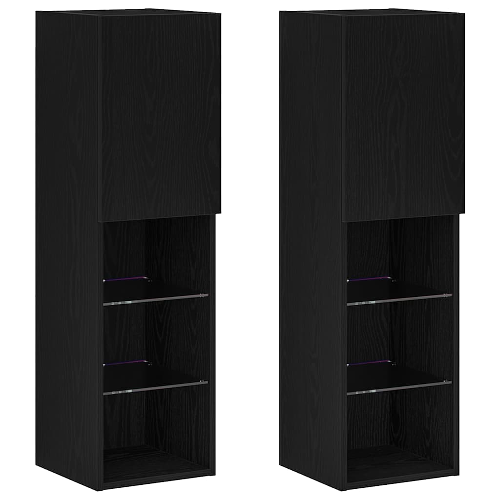 TV-Schrankset 2 pcs Schwarz Eichen-Optik 30,5 x 30 x 102 cm