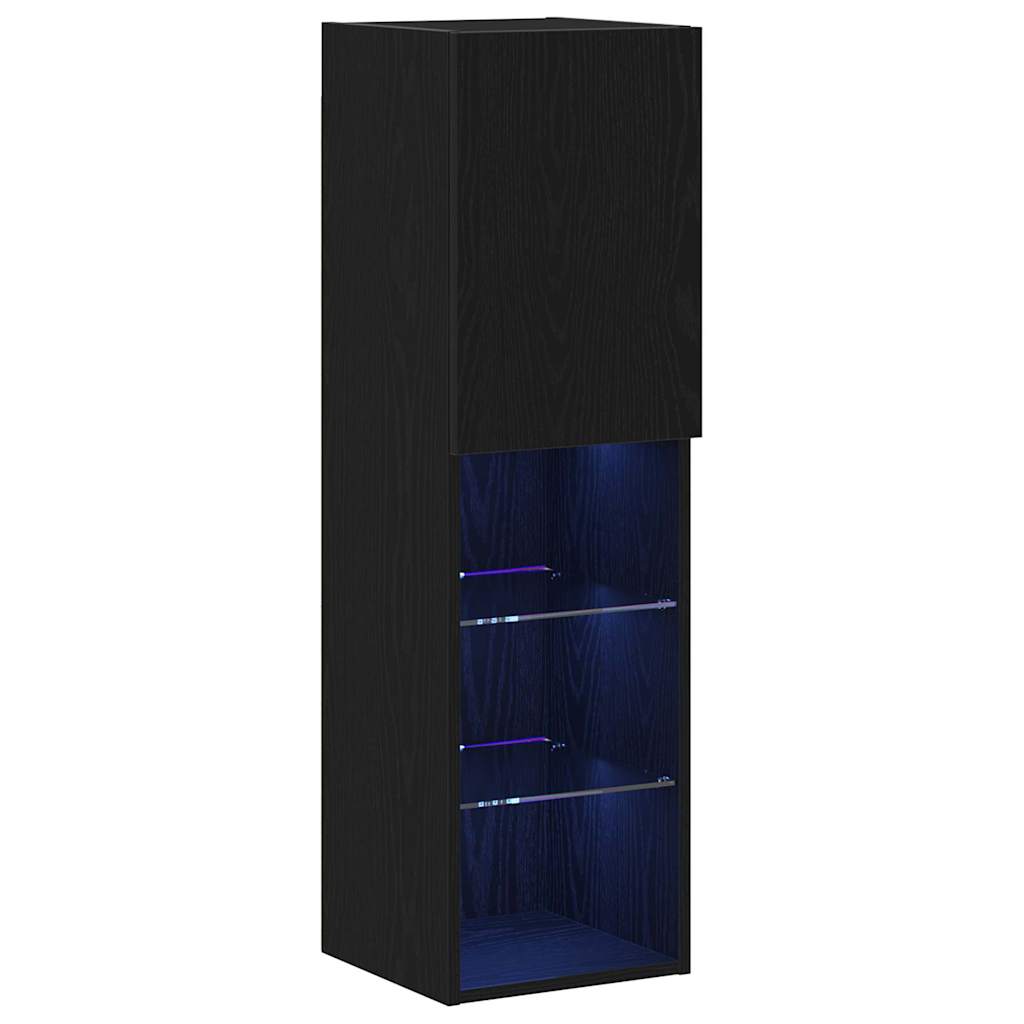 TV-Schrankset 2 pcs Schwarz Eichen-Optik 30,5 x 30 x 102 cm