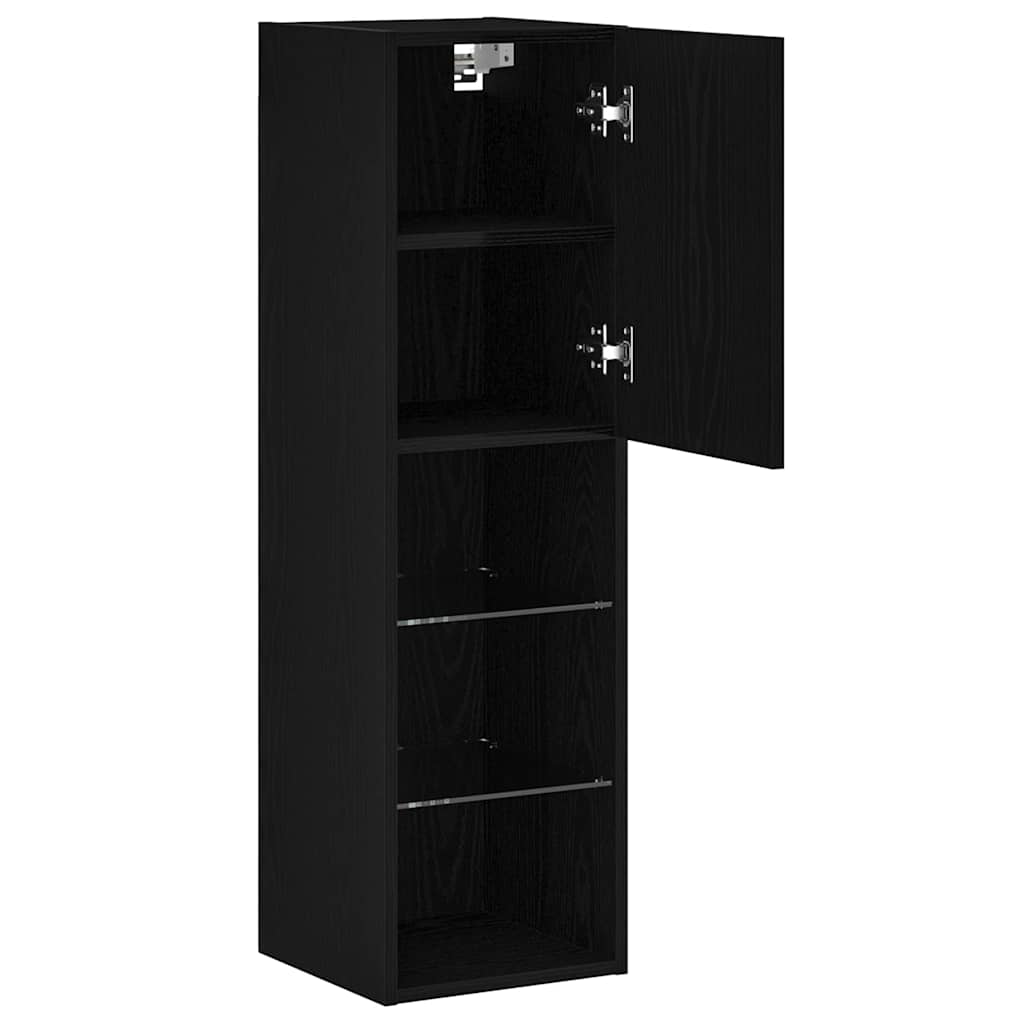 TV-Schrankset 2 pcs Schwarz Eichen-Optik 30,5 x 30 x 102 cm