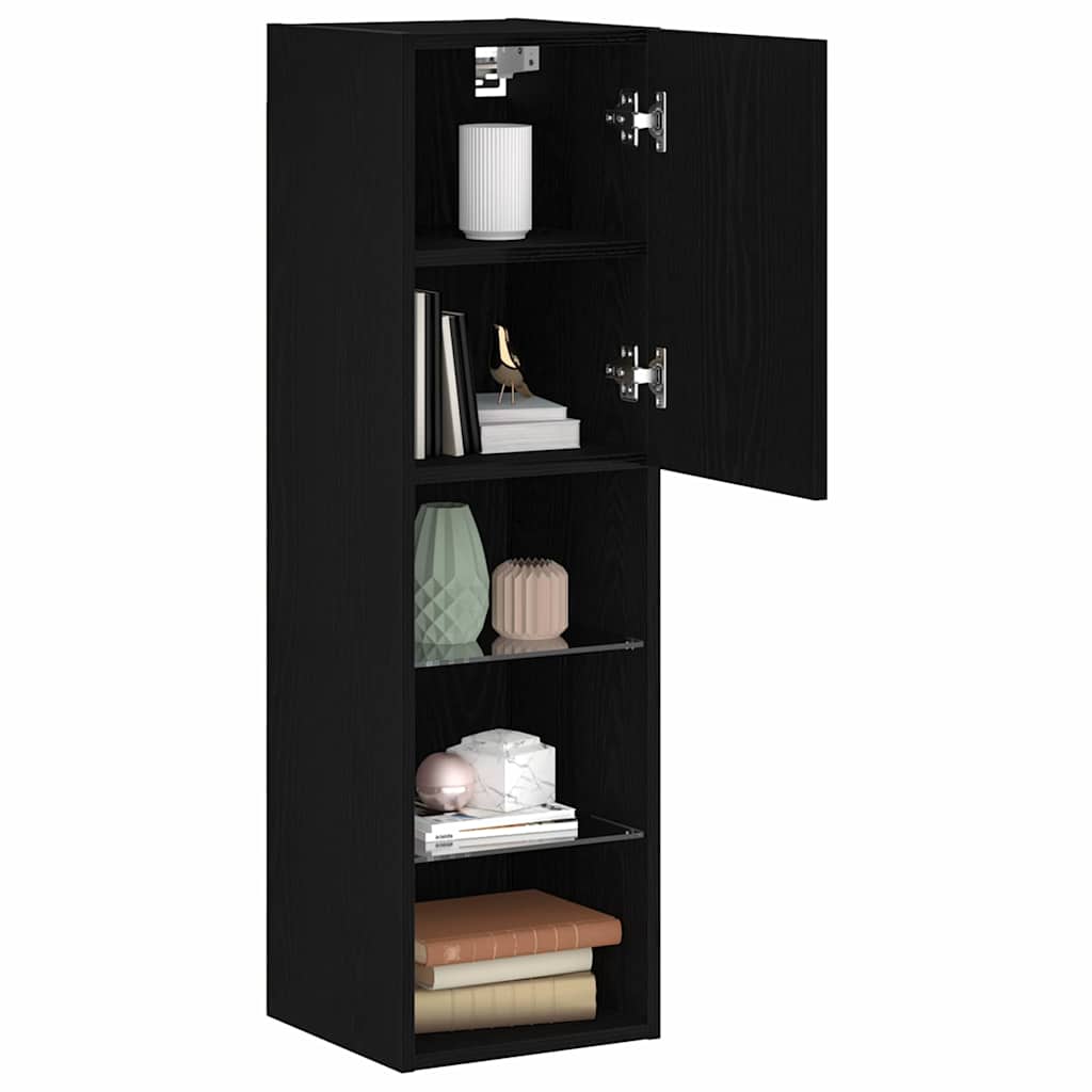 TV-Schrankset 2 pcs Schwarz Eichen-Optik 30,5 x 30 x 102 cm