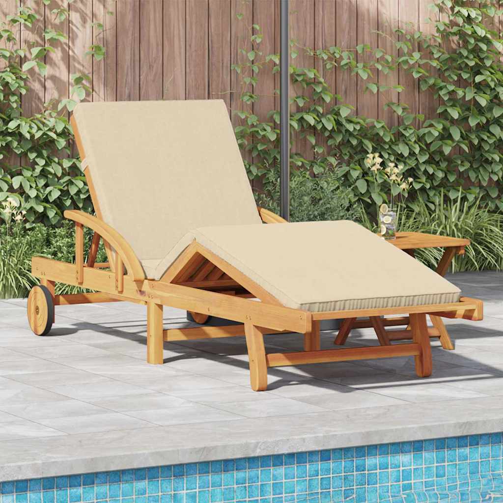 Sonnenliege Beige 200 x 67 x 84 cm Massivholz Akazie