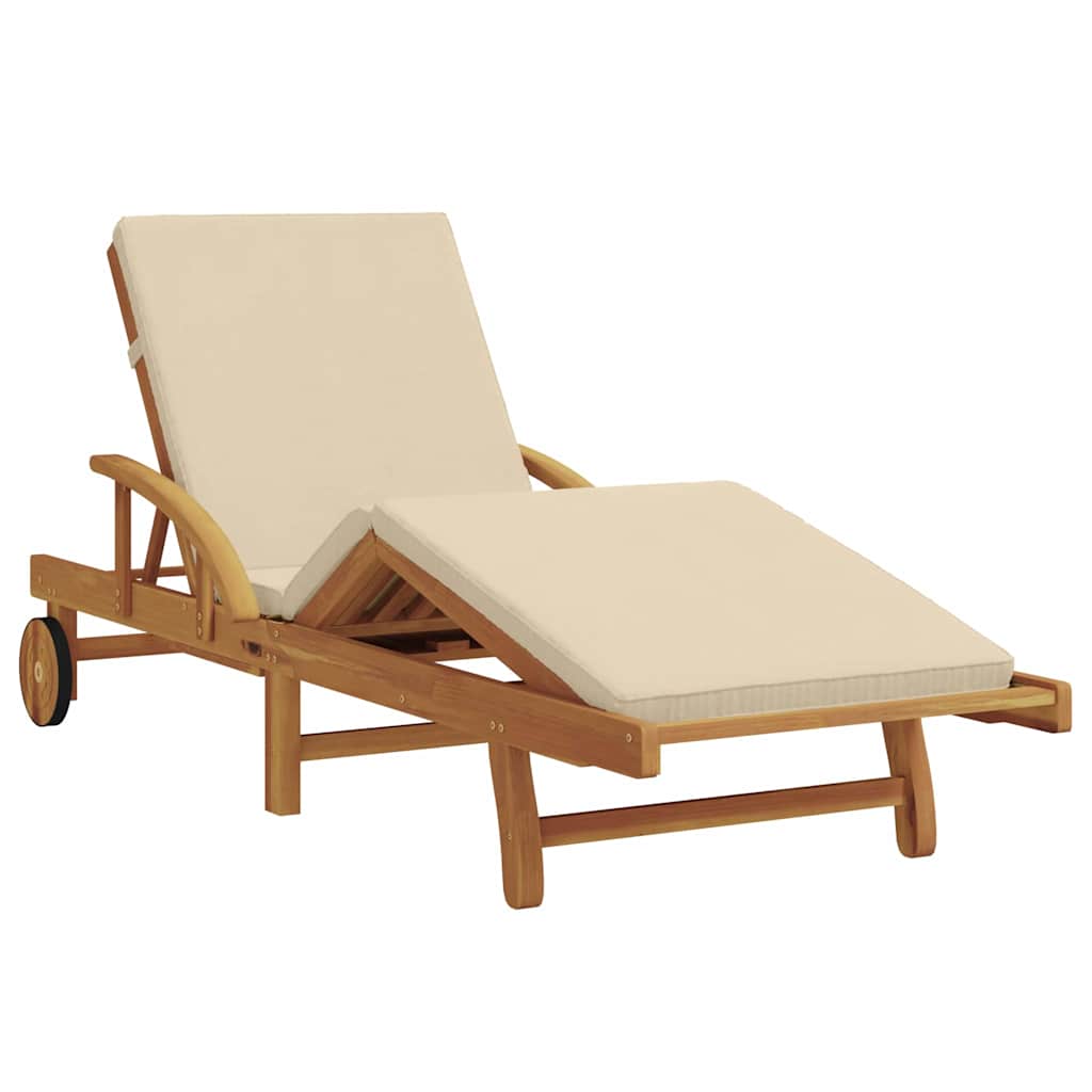 Sonnenliege Beige 200 x 67 x 84 cm Massivholz Akazie