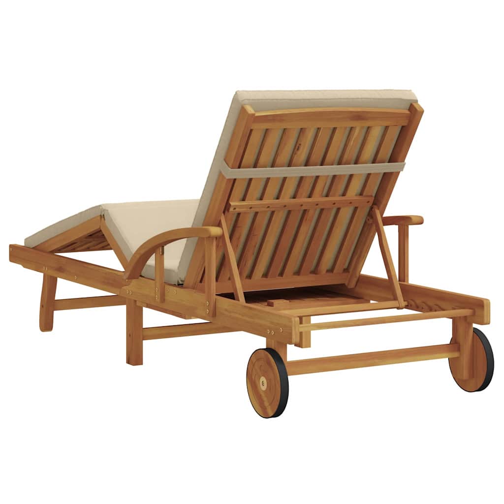 Sonnenliege Beige 200 x 67 x 84 cm Massivholz Akazie