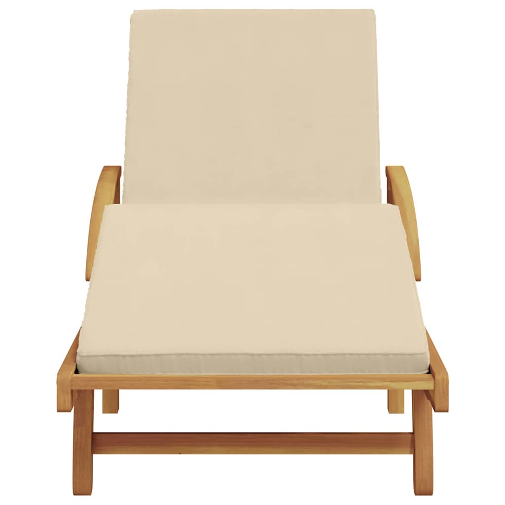 Sonnenliege Beige 200 x 67 x 84 cm Massivholz Akazie