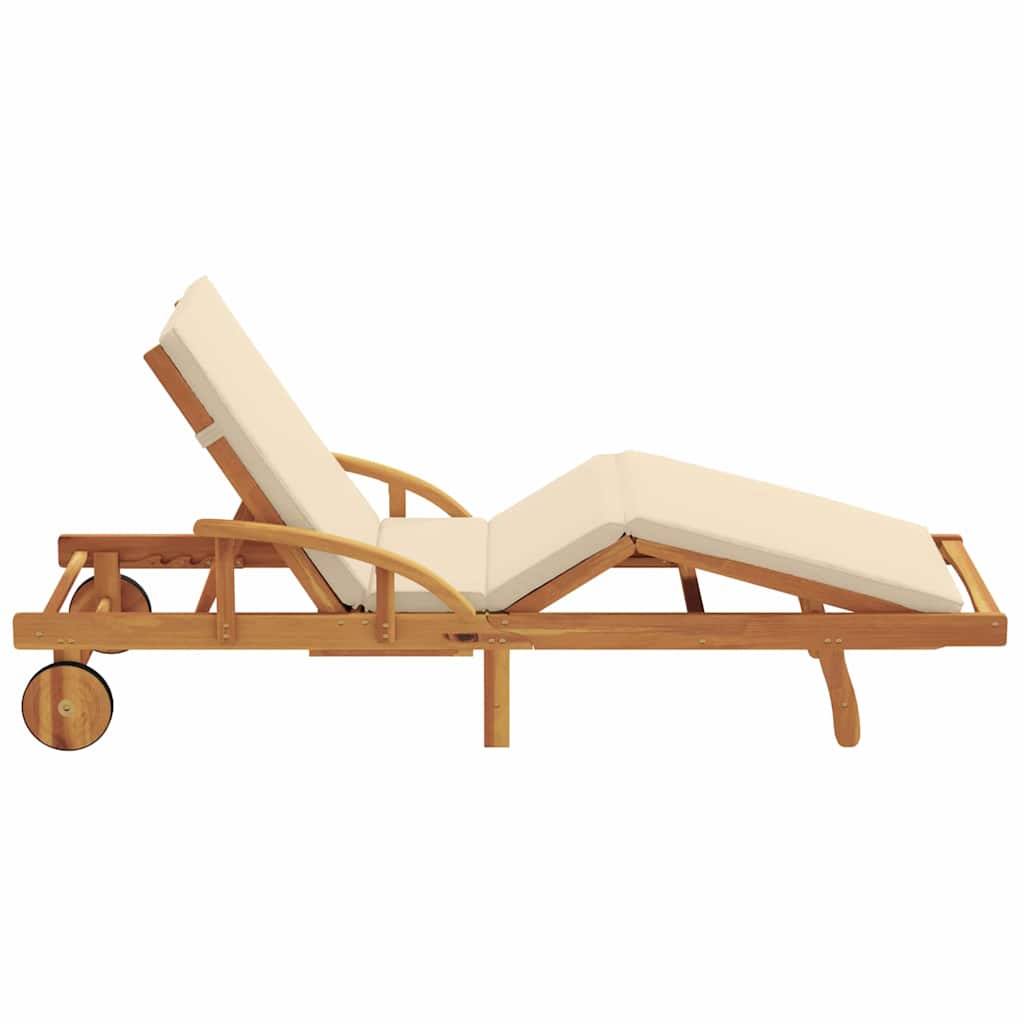 Sonnenliege Beige 200 x 67 x 84 cm Massivholz Akazie