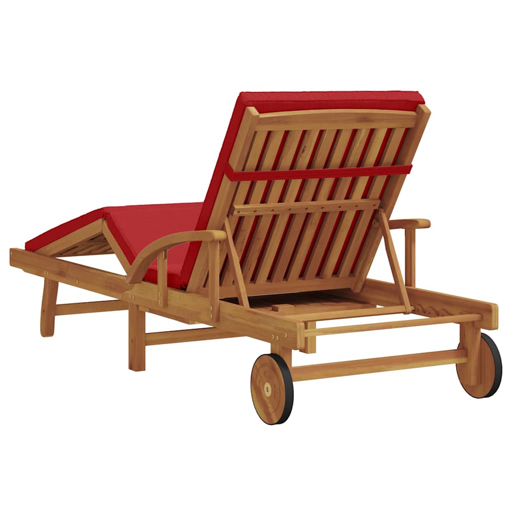 Sonnenliege Rot 200 x 67 x 84 cm Massivholz Akazie