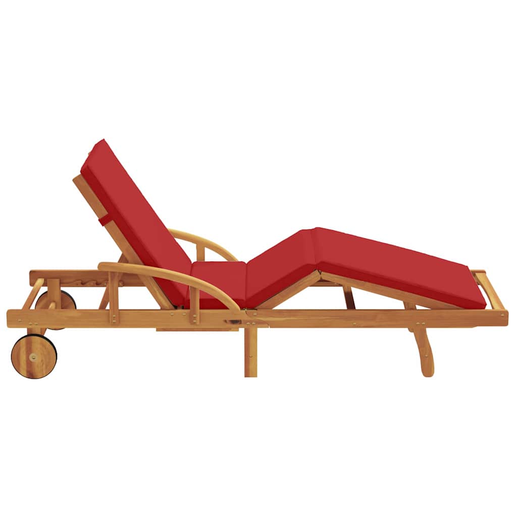 Sonnenliege Rot 200 x 67 x 84 cm Massivholz Akazie