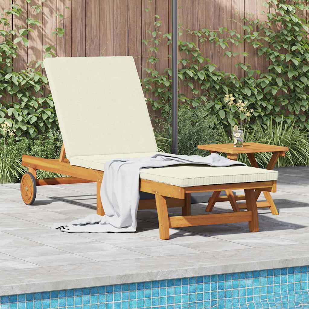Sonnenliege Braun und Creme 199 x 63 x 85 cm Massivholz Akazie