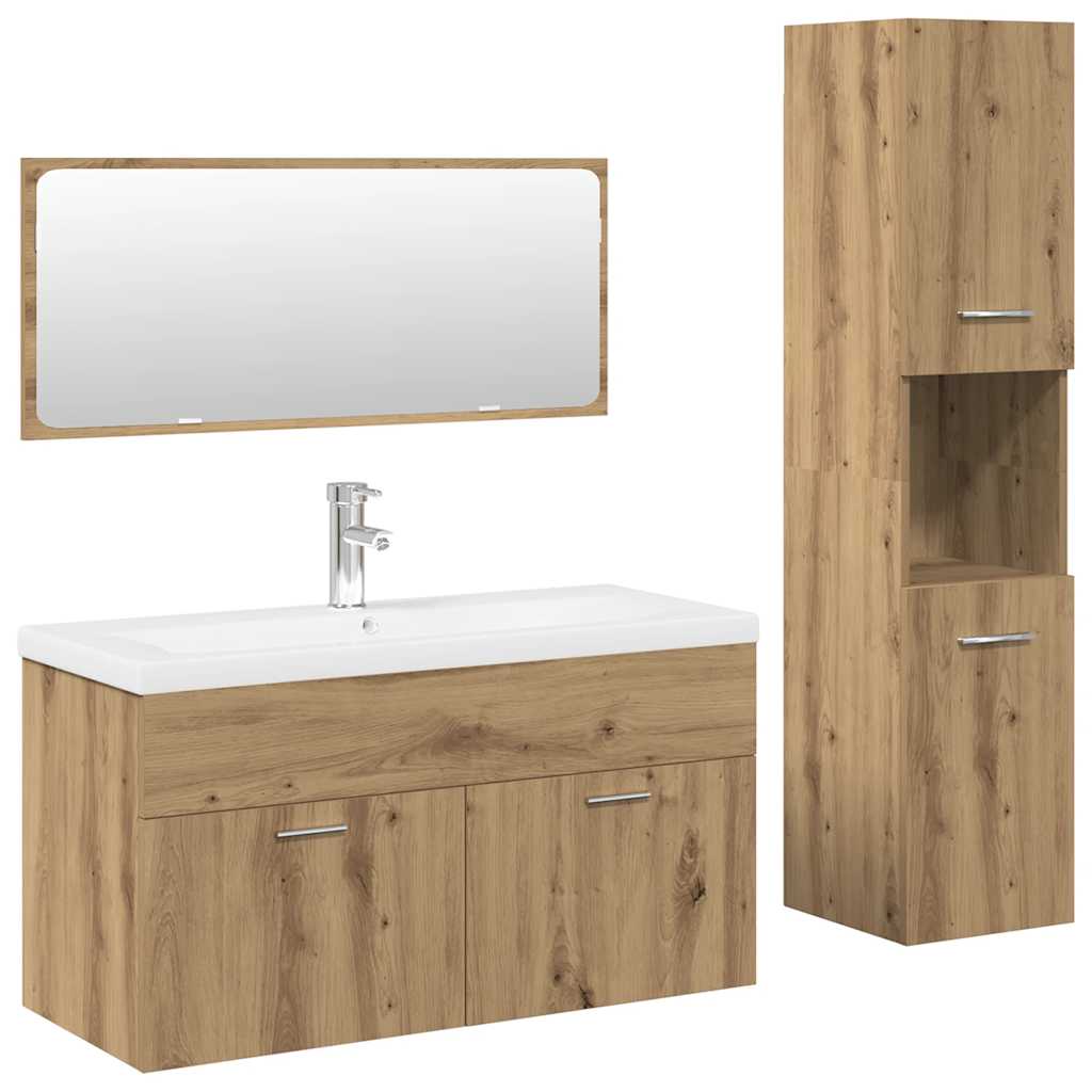 4-tlg. Badmöbel-Set Artisan-Eiche Holzwerkstoff