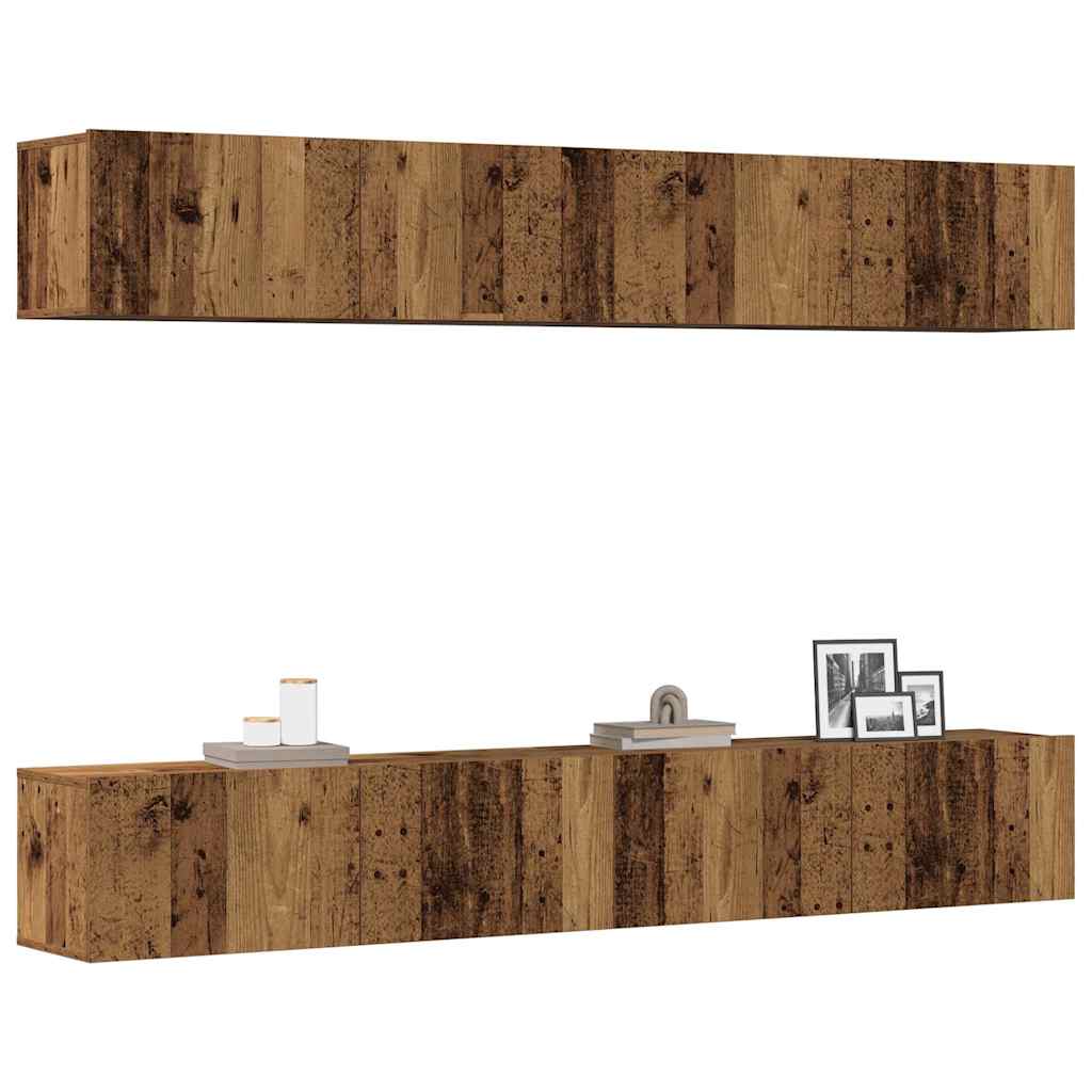4-teiliges TV-Wandschrank-Set Altholz 100x30x30 cm