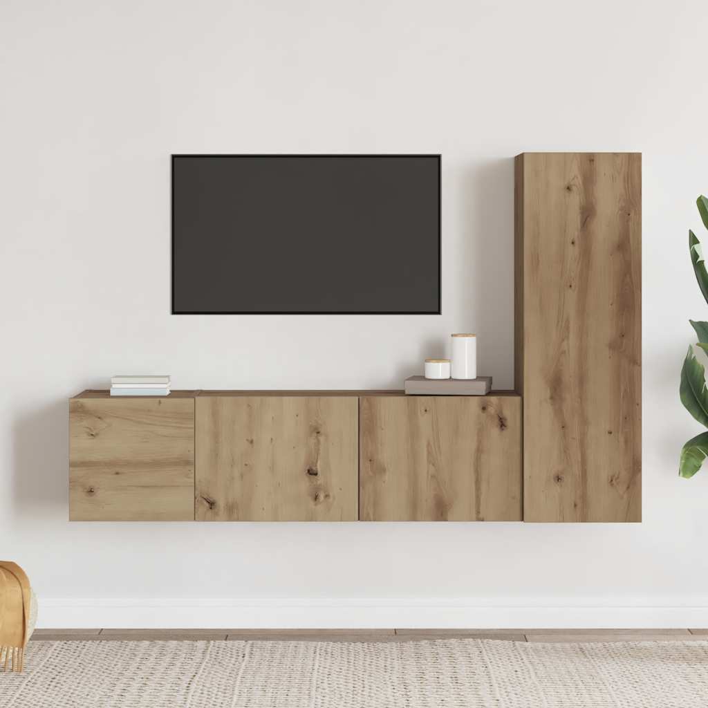 TV-Wandschränke 3 Stk. Artisan-Eiche Holzwerkstoff