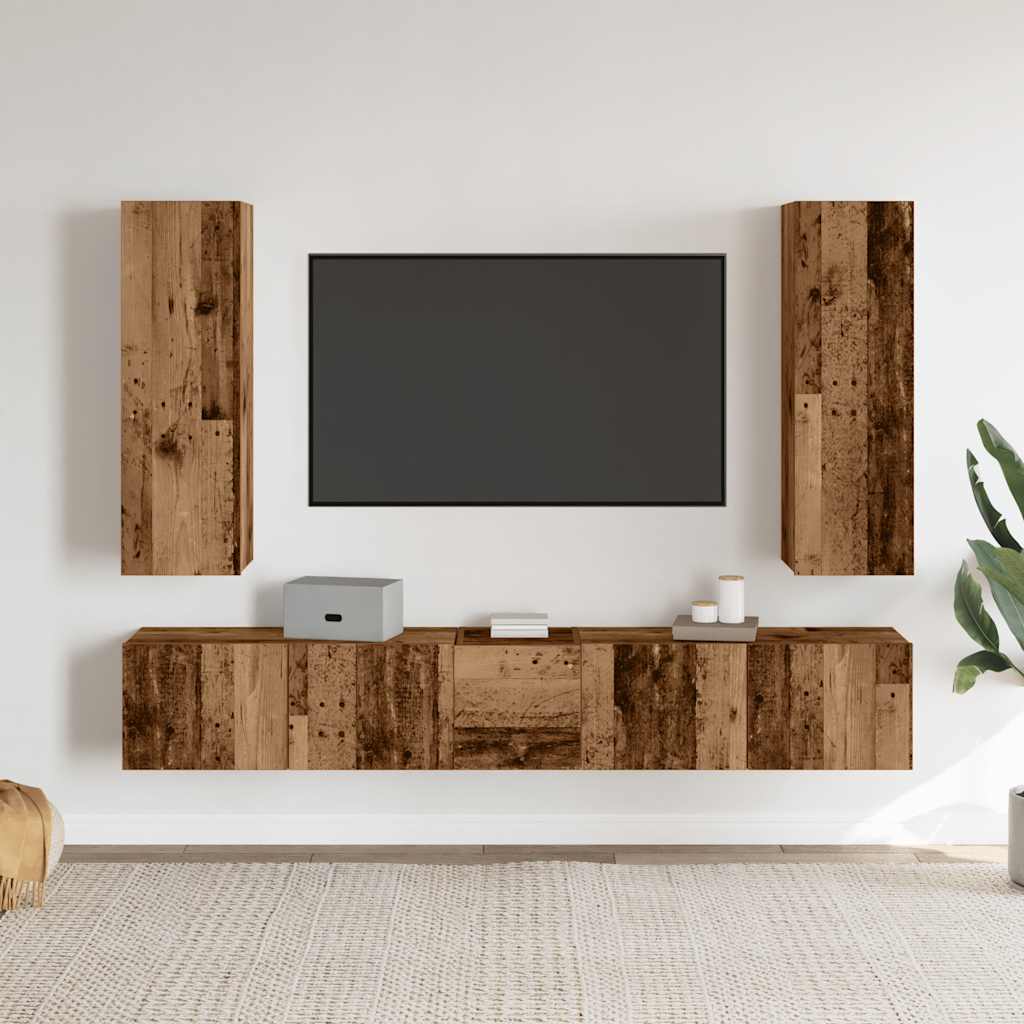 TV-Wandschränke 5 Stk. Altholz-Optik Holzwerkstoff