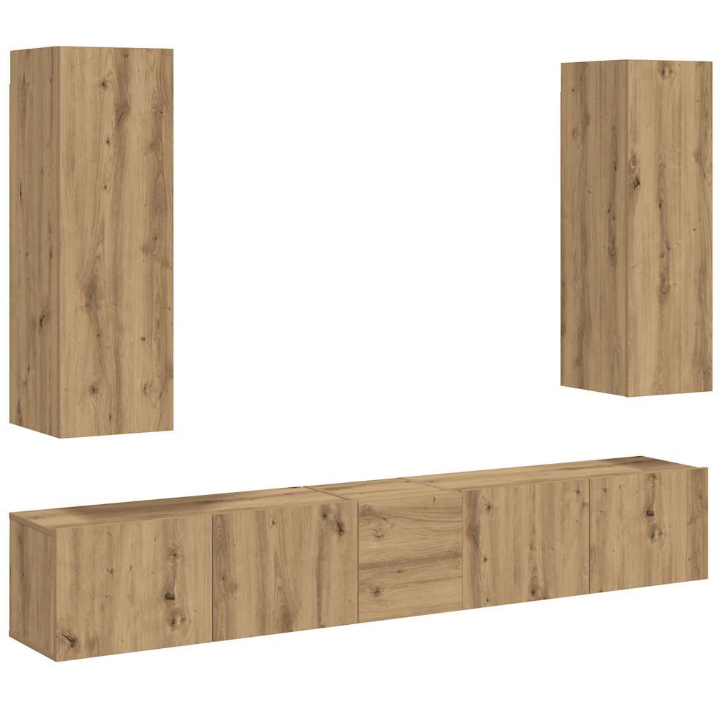 TV-Wandschränke 5 Stk. Artisan-Eiche Holzwerkstoff