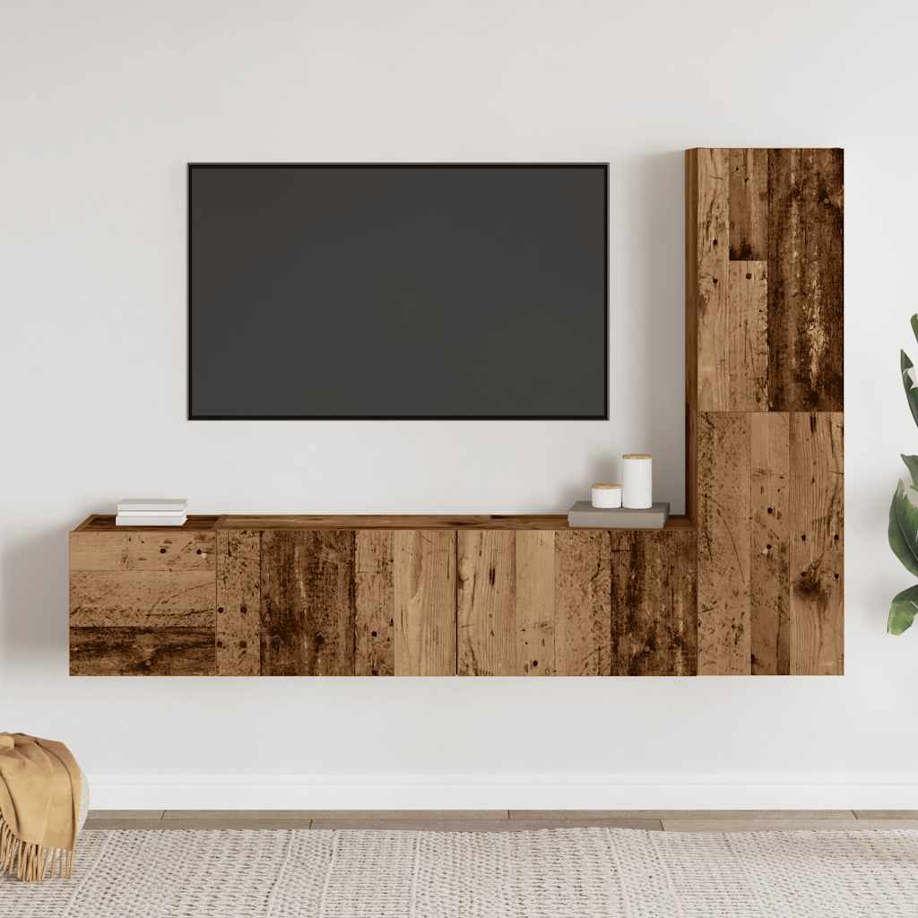 TV-Wandschränke 3 Stk. Altholz-Optik Holzwerkstoff