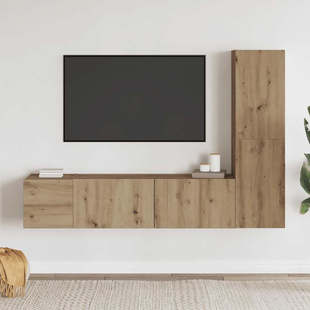 TV-Wandschränke 3 Stk. Artisan-Eiche Holzwerkstoff