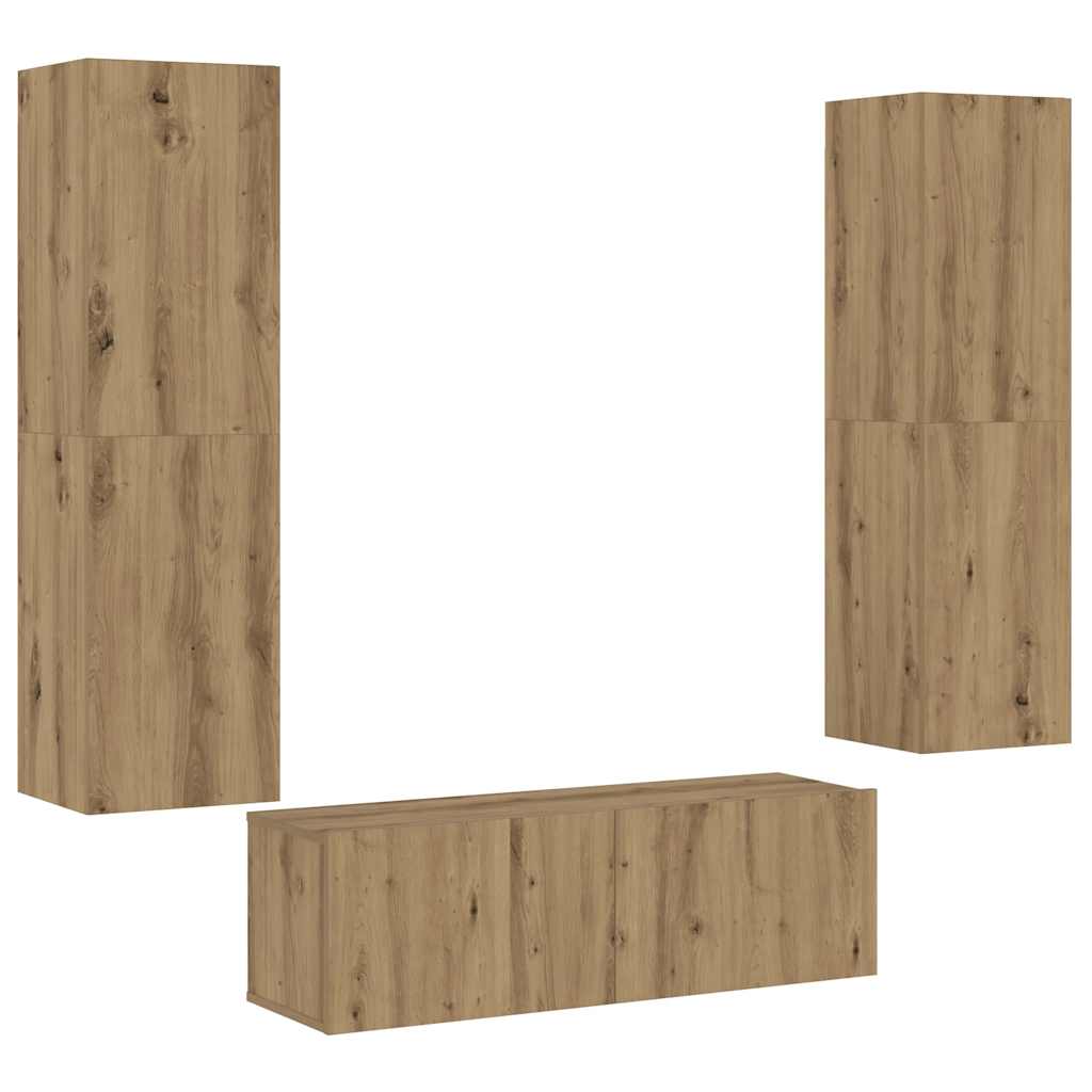 TV-Wandschränke 3 Stk. Artisan-Eiche Holzwerkstoff