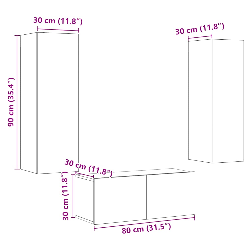 TV-Wandschränke 6 Stk. Artisan-Eiche Holzwerkstoff