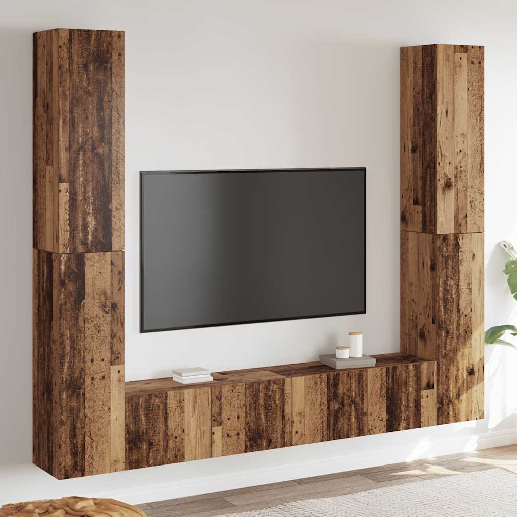 TV-Wandschränke 6 Stk. Altholz-Optik Holzwerkstoff