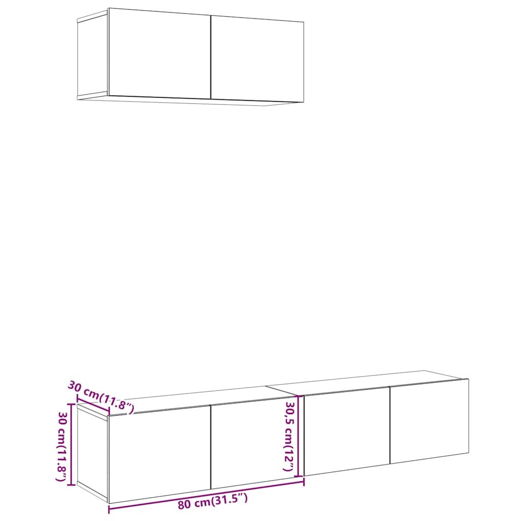 3-tlg. TV-Schrank-Set Wandmontage Artisan-Eiche Holzwerkstoff