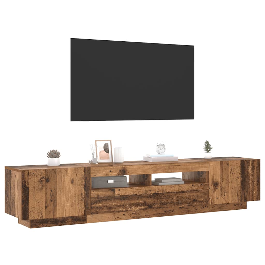 TV-Schrank mit LED-Leuchten Altholz-Optik 200x35x40 cm