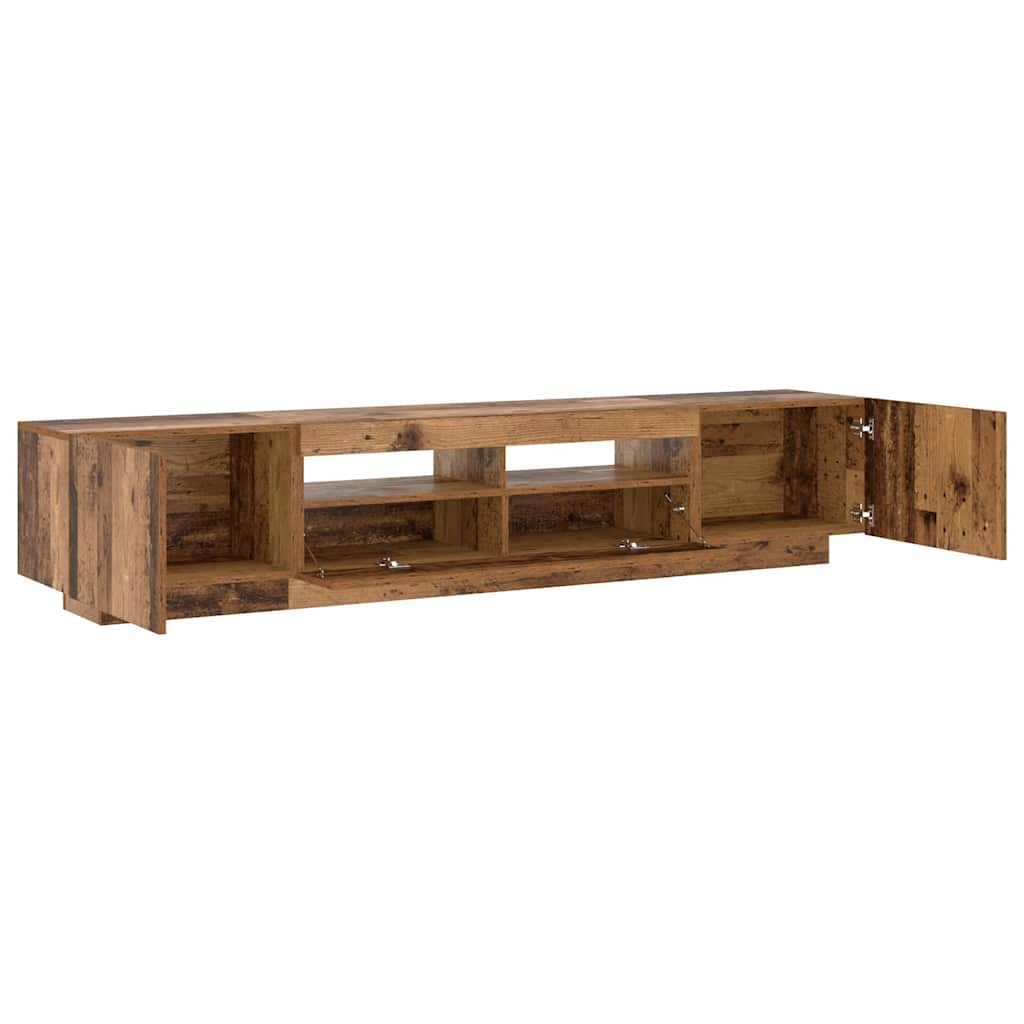 TV-Schrank mit LED-Leuchten Altholz-Optik 200x35x40 cm