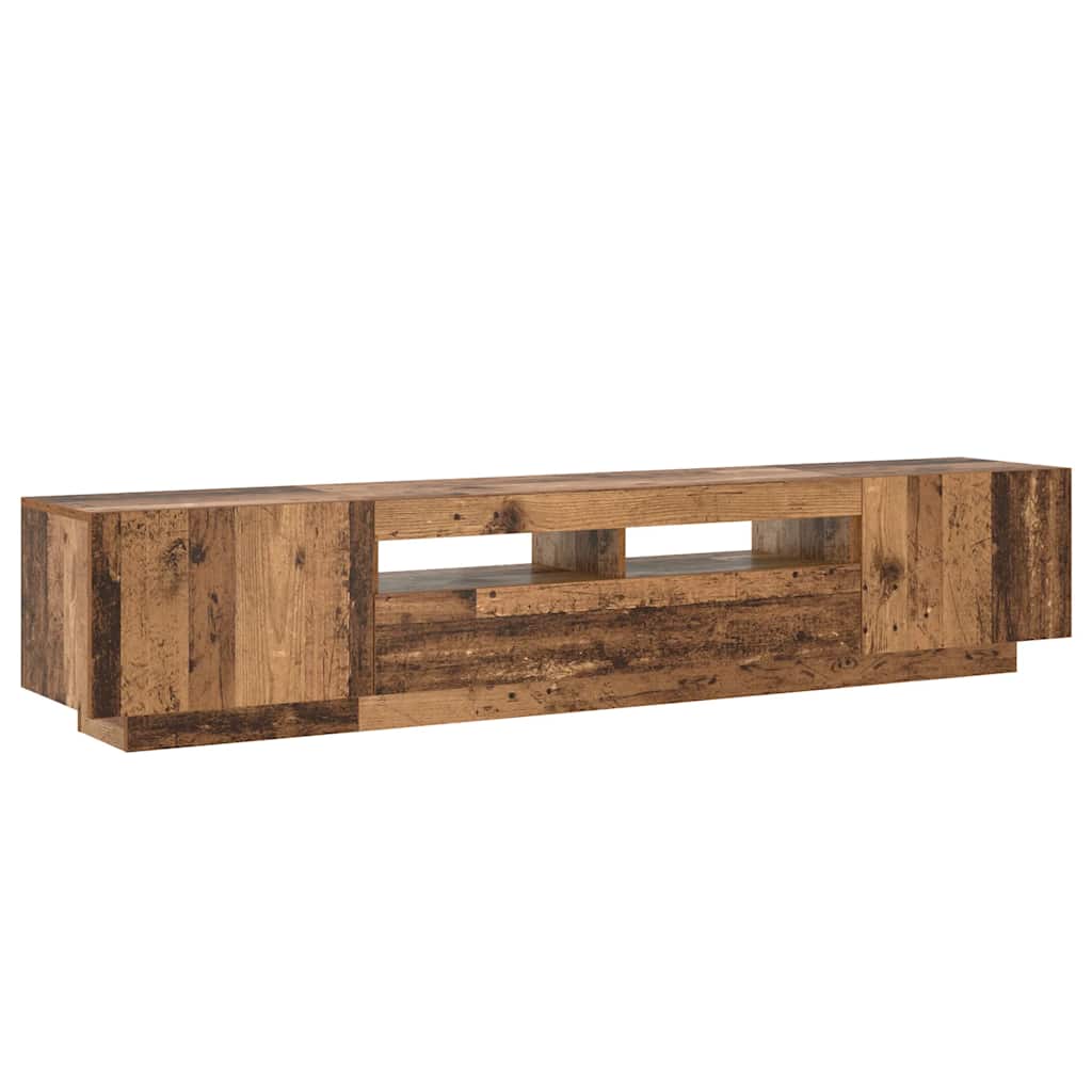 TV-Schrank mit LED-Leuchten Altholz-Optik 200x35x40 cm