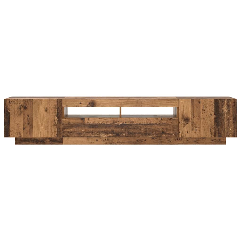 TV-Schrank mit LED-Leuchten Altholz-Optik 200x35x40 cm