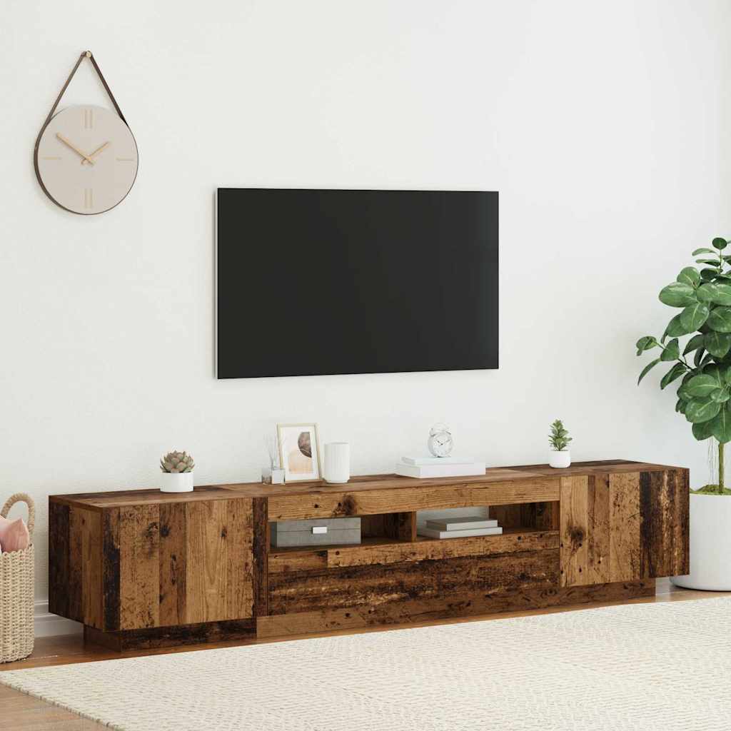 TV-Schrank mit LED-Leuchten Altholz-Optik 200x35x40 cm