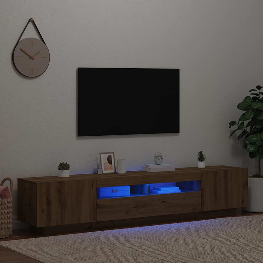 TV-Schrank mit LED-Leuchten Artisan-Eiche 200x35x40 cm