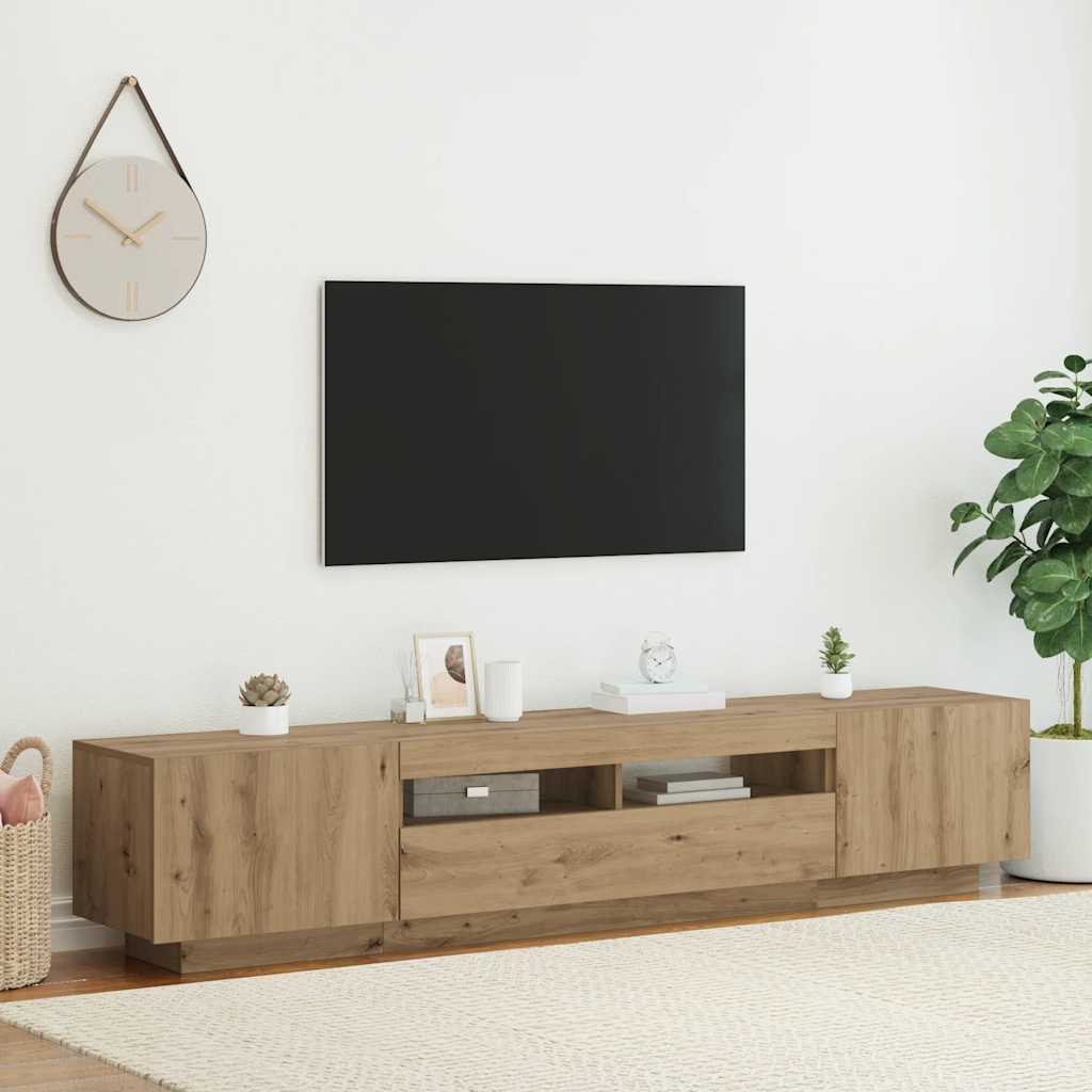 TV-Schrank mit LED-Leuchten Artisan-Eiche 200x35x40 cm