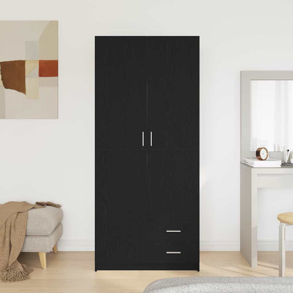 Kleiderschrank mit Tür Schwarz Eichen-Optik 80 x 52 x 180 cm