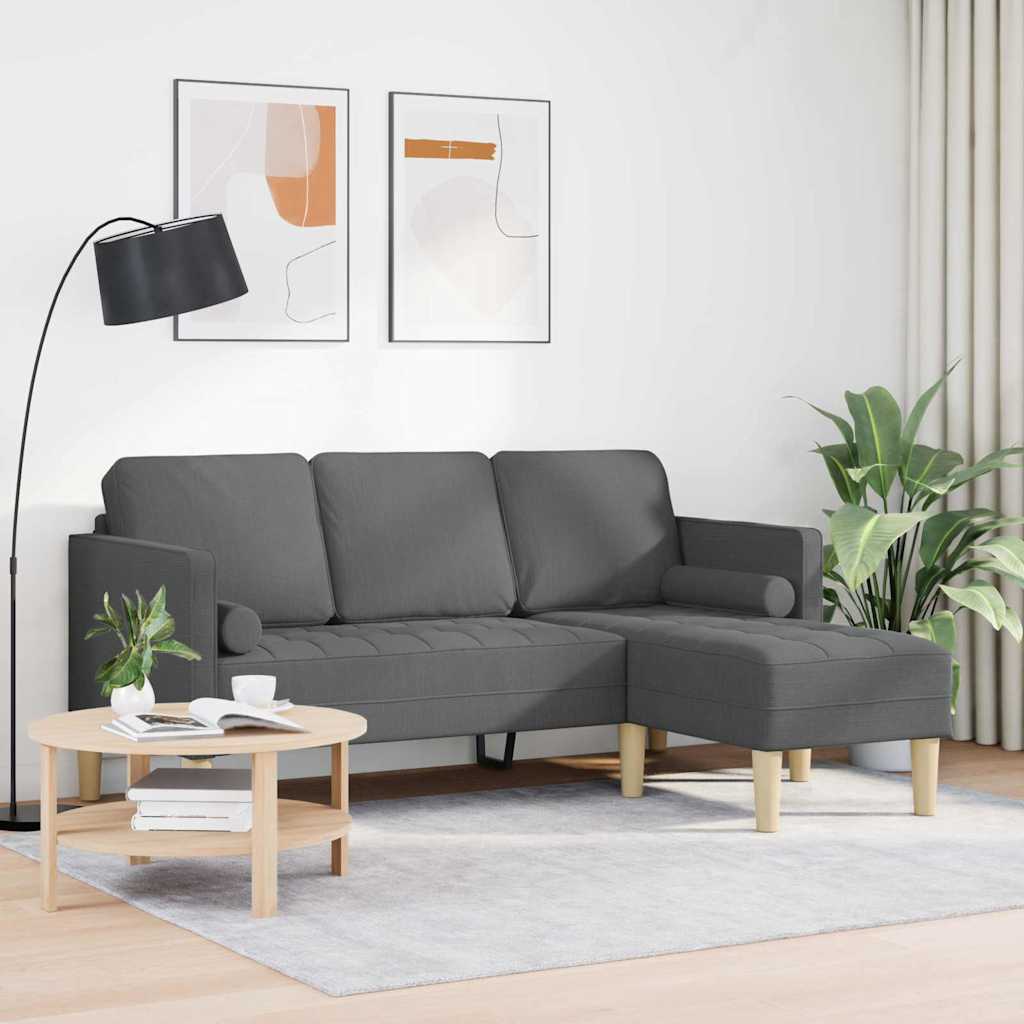 Sofa Set mit Kissen Dunkelgrau Polyester