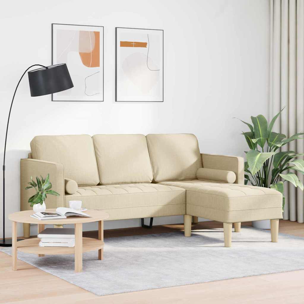 Sofa Set mit Kissen Creme Polyester
