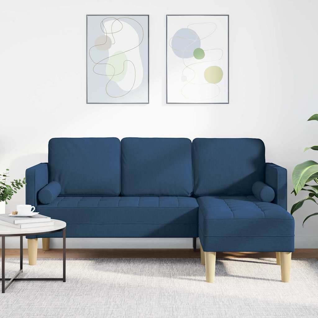 Sofa Set mit Kissen Blau Polyester
