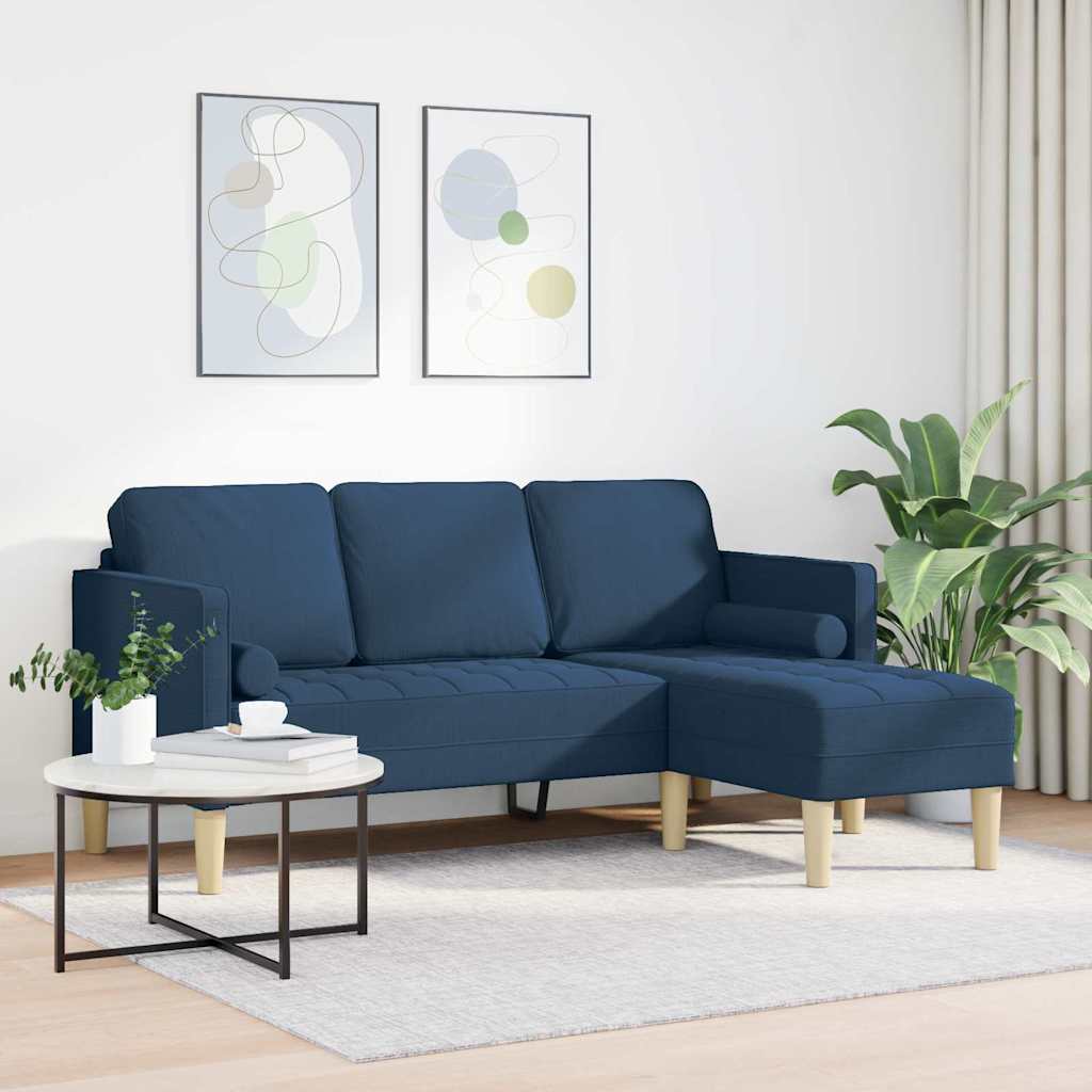 Sofa Set mit Kissen Blau Polyester