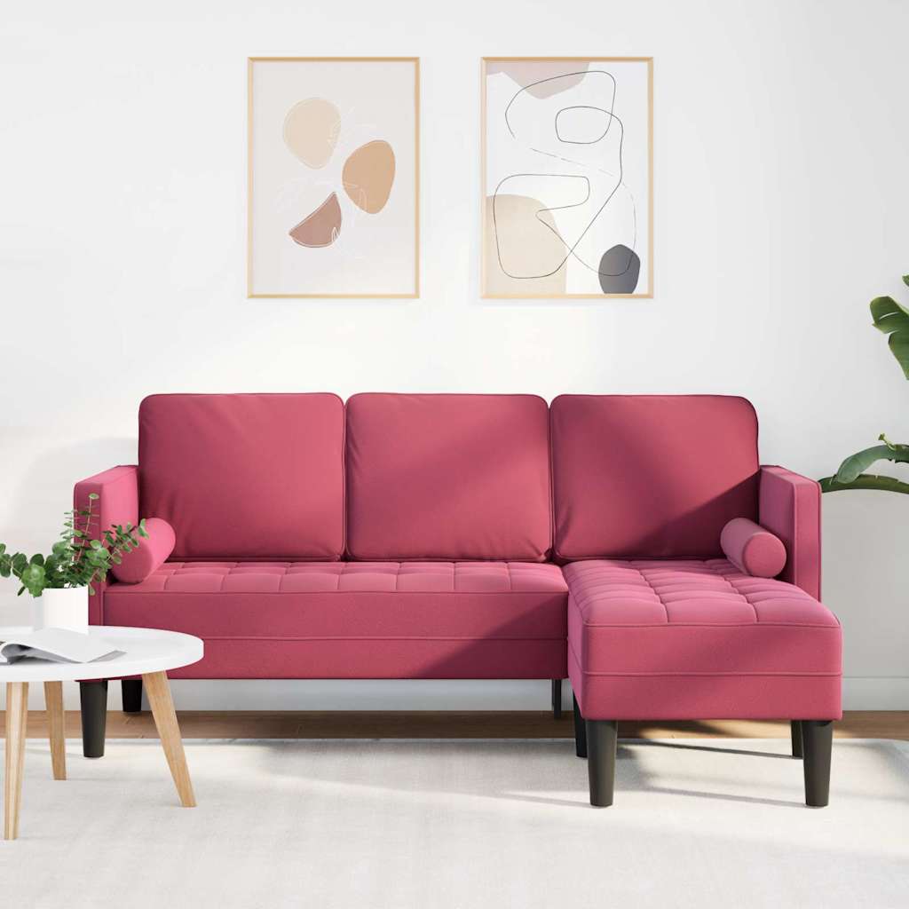 Sofa Set mit Kissen Weinrot Polyester