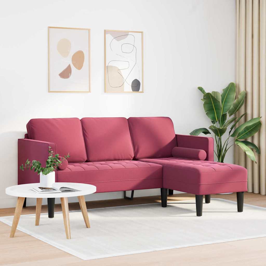 Sofa Set mit Kissen Weinrot Polyester