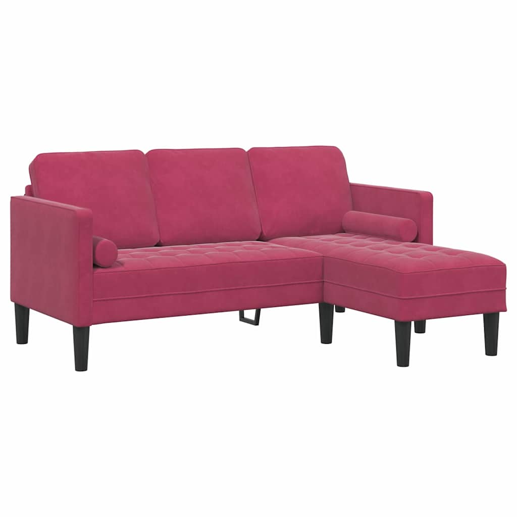Sofa Set mit Kissen Weinrot Polyester