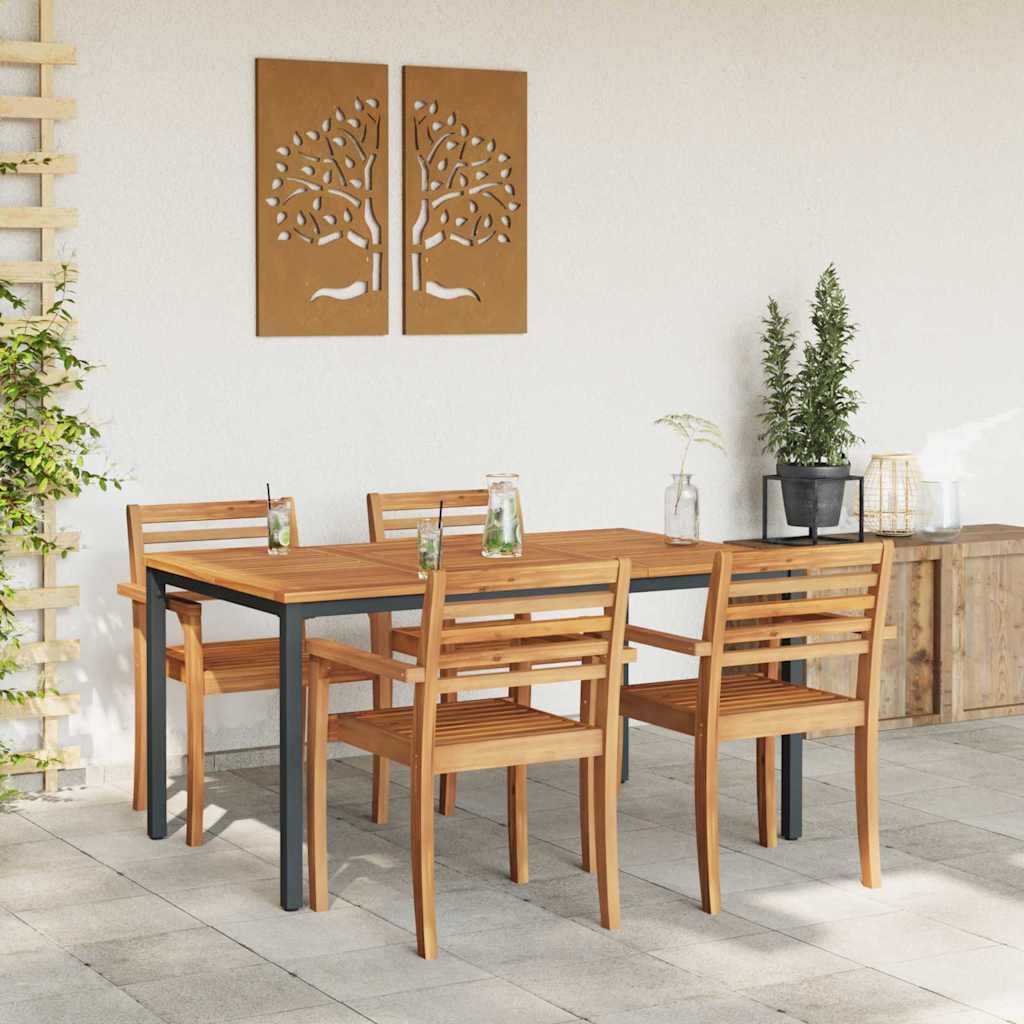 Tisch für Outdoor Natürlich und Schwarz 150 x 90 x 75 cm