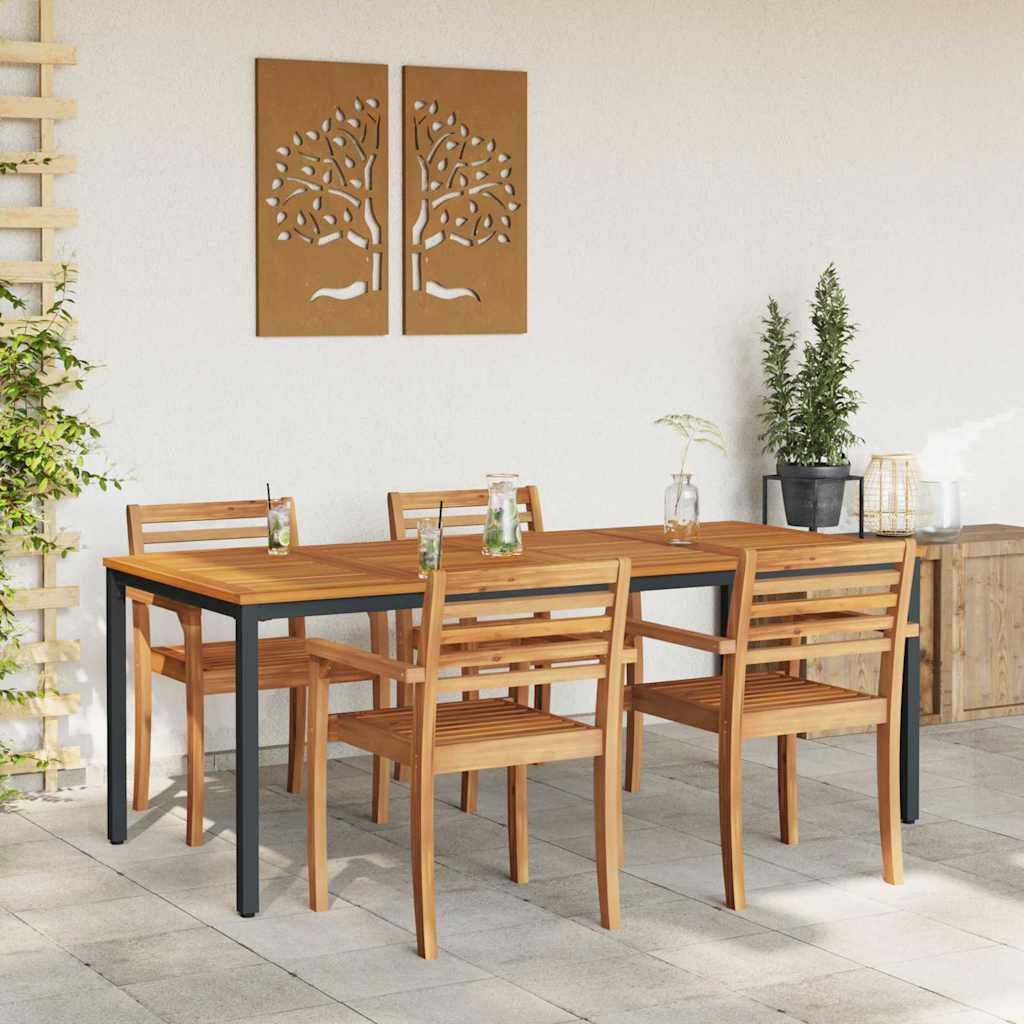 Tisch für Outdoor Natürlich und Schwarz 200 x 90 x 75 cm