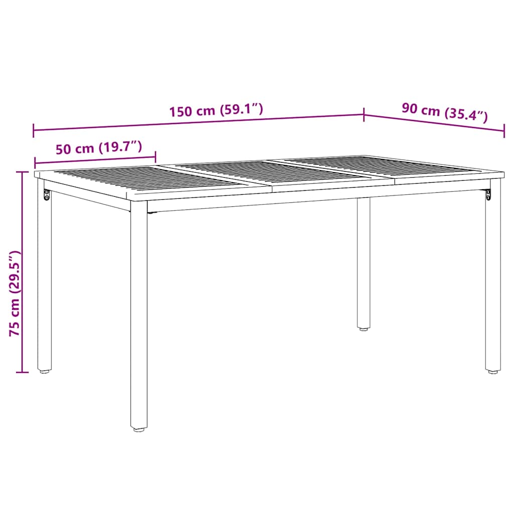 Tisch für Outdoor Natürlich und Grau 150 x 90 x 75 cm
